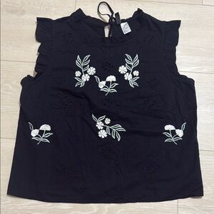 COPY - [H&M] Blue and White Flutter Sleeve Blouse with Ruffled Embellishments